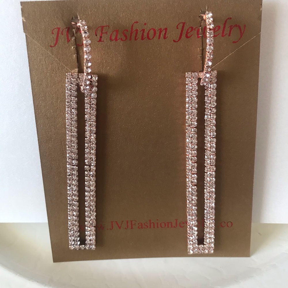 Rhinestone earrings rose gold